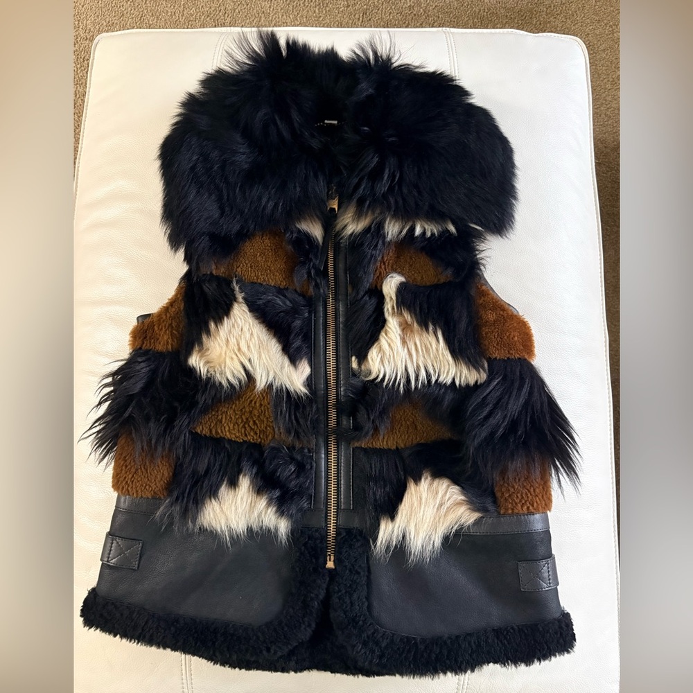 Coach 1941 Patchwork Leather Shearling Fur Vest